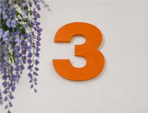 Appartamento 3.Arancio — numero 3 arancio sulla parete d'ingresso