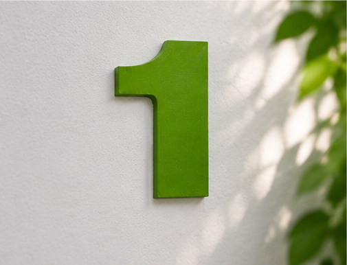 Appartamento 1.Verde — numero 1 verde sulla parete d'ingresso